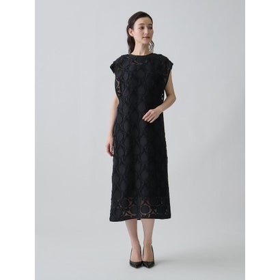 ランバン コレクション LANVIN COLLECTION ウォールカットジャカード・フレンチスリーブワンピース （ブルー）｜詳細画像