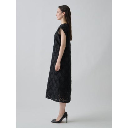 ランバン コレクション LANVIN COLLECTION ウォールカットジャカード・フレンチスリーブワンピース （ブラック）｜詳細画像