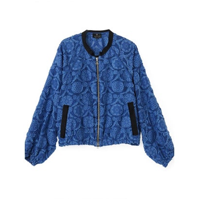 ランバン コレクション LANVIN COLLECTION ウォールカットジャカード・ラグランブルゾン （ブルー）｜詳細画像