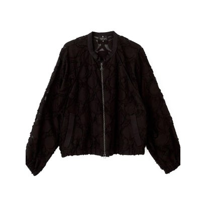 ランバン コレクション LANVIN COLLECTION ウォールカットジャカード・ラグランブルゾン （ブラック）｜詳細画像