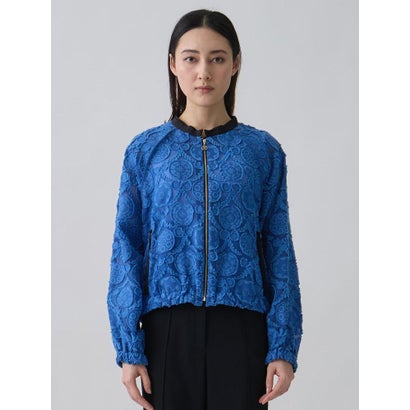 ランバン コレクション LANVIN COLLECTION ウォールカットジャカード・ラグランブルゾン （ブラック）｜詳細画像