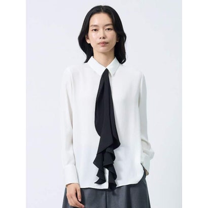 ランバン コレクション LANVIN COLLECTION シアーツイル アレンジタイブラウス （ホワイト）｜詳細画像