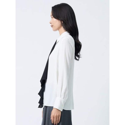 ランバン コレクション LANVIN COLLECTION シアーツイル アレンジタイブラウス （ホワイト）｜詳細画像