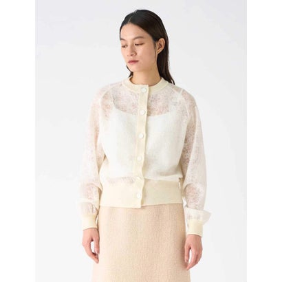 ランバン コレクション LANVIN COLLECTION ウールジャカード先染カーディガン （オフホワイト）｜詳細画像