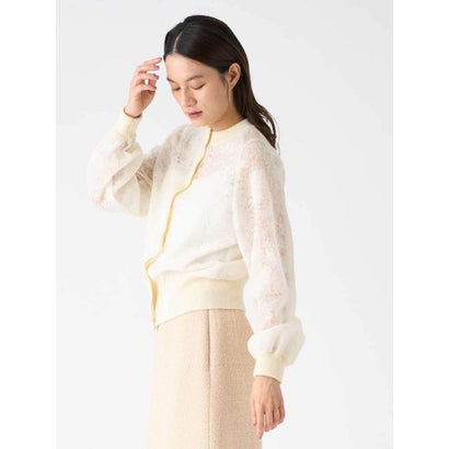 ランバン コレクション LANVIN COLLECTION ウールジャカード先染カーディガン （オフホワイト）｜詳細画像