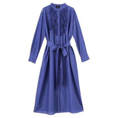 ランバン コレクション LANVIN COLLECTION シルクコットンシアー・ピンキングモチーフワンピース （ブルー）｜詳細画像