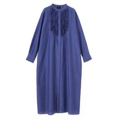 ランバン コレクション LANVIN COLLECTION シルクコットンシアー・ピンキングモチーフワンピース （ブルー）｜詳細画像