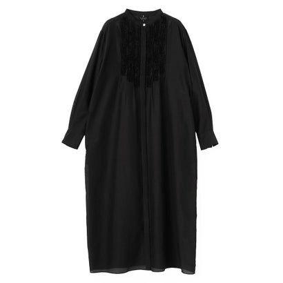 ランバン コレクション LANVIN COLLECTION シルクコットンシアー・ピンキングモチーフワンピース （ブラック）｜詳細画像
