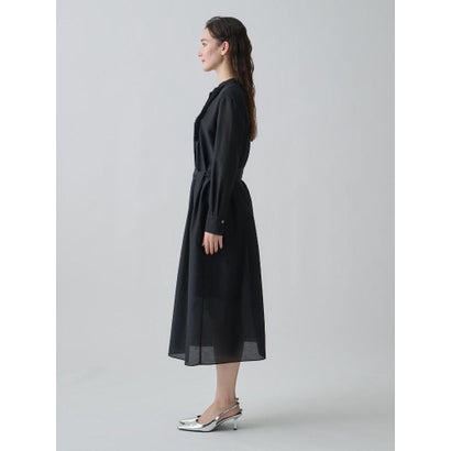 ランバン コレクション LANVIN COLLECTION シルクコットンシアー・ピンキングモチーフワンピース （ブラック）｜詳細画像