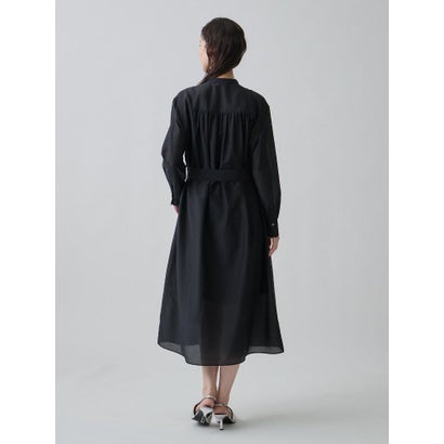 ランバン コレクション LANVIN COLLECTION シルクコットンシアー・ピンキングモチーフワンピース （ブラック）｜詳細画像