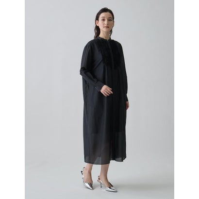 ランバン コレクション LANVIN COLLECTION シルクコットンシアー・ピンキングモチーフワンピース （ブラック）｜詳細画像