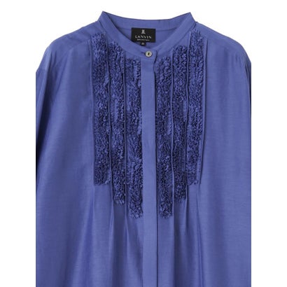 ランバン コレクション LANVIN COLLECTION シルクコットンシアー・ピンキングモチーフワンピース （ブラック）｜詳細画像