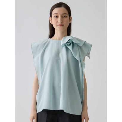 アシンメトリー ドレープブラウス （ブラック）｜詳細画像