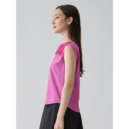 ランバン コレクション LANVIN COLLECTION チュールコンビ ローズ刺繍カットソー （ピンク）｜詳細画像