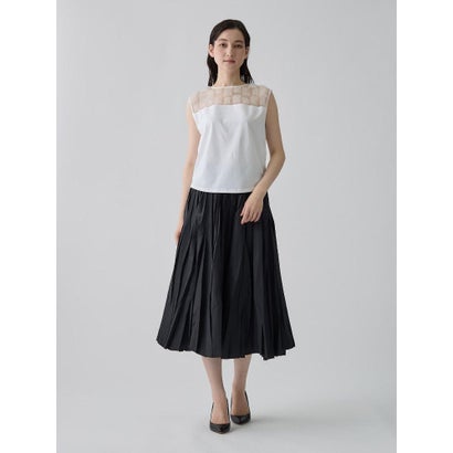 ランバン コレクション LANVIN COLLECTION チュールコンビ ローズ刺繍カットソー （グリーン）｜詳細画像
