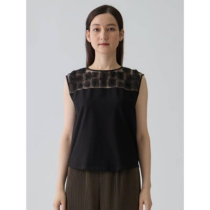 ランバン コレクション LANVIN COLLECTION チュールコンビ ローズ刺繍カットソー （グリーン）｜詳細画像