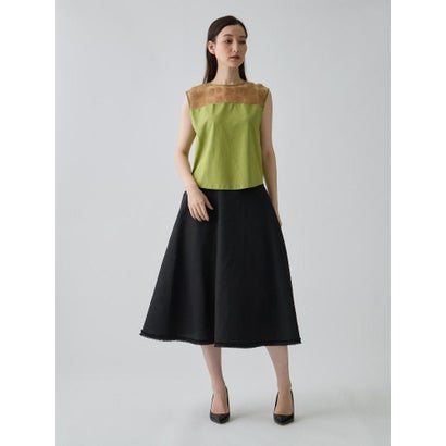ランバン コレクション LANVIN COLLECTION チュールコンビ ローズ刺繍カットソー （グリーン）｜詳細画像