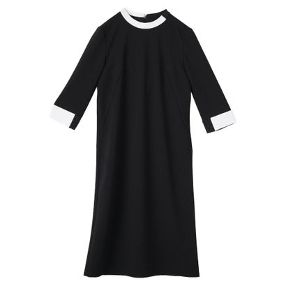 ランバン コレクション LANVIN COLLECTION クルーネック 配色デザインワンピース （ブラック）｜詳細画像