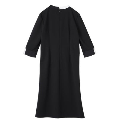 ランバン コレクション LANVIN COLLECTION クルーネック 配色デザインワンピース （ブラック）｜詳細画像