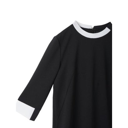 ランバン コレクション LANVIN COLLECTION クルーネック 配色デザインワンピース （ブラック）｜詳細画像