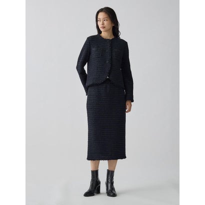 ランバン コレクション LANVIN COLLECTION ツイーディーニットスカート （ネイビー）｜詳細画像