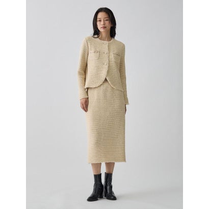 ランバン コレクション LANVIN COLLECTION ツイーディーニットスカート （ベージュ）｜詳細画像