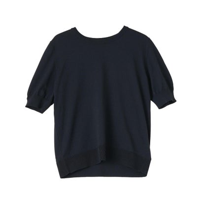 ロゴジャカード半袖ニットトップス （ネイビー）｜詳細画像