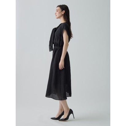 ランバン コレクション LANVIN COLLECTION パンチングリネン ボウタイドレス （ベージュ）｜詳細画像