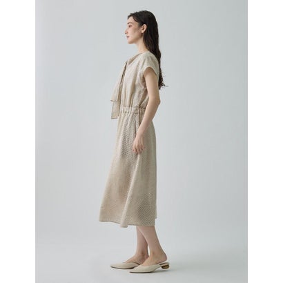 ランバン コレクション LANVIN COLLECTION パンチングリネン ボウタイドレス （ベージュ）｜詳細画像