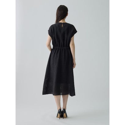 ランバン コレクション LANVIN COLLECTION パンチングリネン ボウタイドレス （ブラック）｜詳細画像