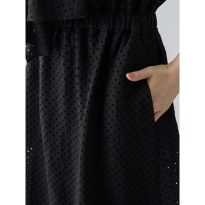 ランバン コレクション LANVIN COLLECTION パンチングリネン ボウタイドレス （ブラック）｜詳細画像