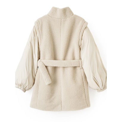 ランバン コレクション LANVIN COLLECTION フェイクムートン×ライトタフタ コンビネーションダウンコート （ベージュ）｜詳細画像