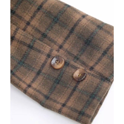ラポミ プチ LA POMME petit Plaid Short Coat Set Up  チェック柄ショートコートセットアップ （Brown）｜詳細画像