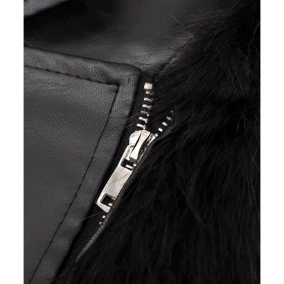 ラポミ プチ LA POMME petit Fur Leather Coat （Black）｜詳細画像