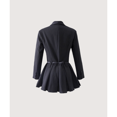 Blazer Pleats Belted Dress （Dark Gray）｜詳細画像