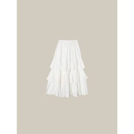 Pleats Tiered Flair Skirt スイートフレアスカート （White）