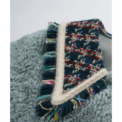 ラポミ プチ LA POMME petit Big Collar Fur Design Coat （Green）｜詳細画像