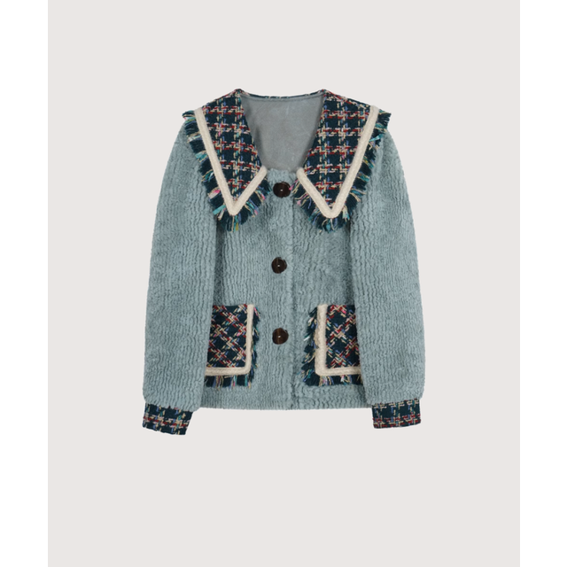 Big Collar Fur Design Coat （Green）