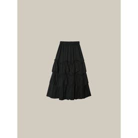 Pleats Tiered Flair Skirt スイートフレアスカート （Black）