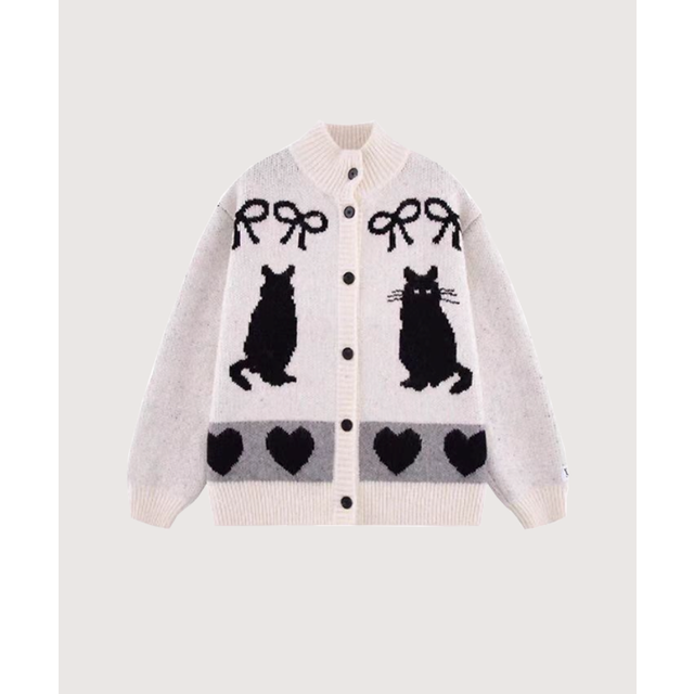 Animal Jacquard Cardigan （White）