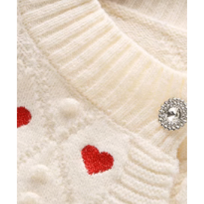 ラポミ プチ LA POMME petit Many Heart Rib Cardigan （Apricot）｜詳細画像