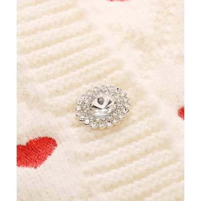 ラポミ プチ LA POMME petit Many Heart Rib Cardigan （Apricot）｜詳細画像