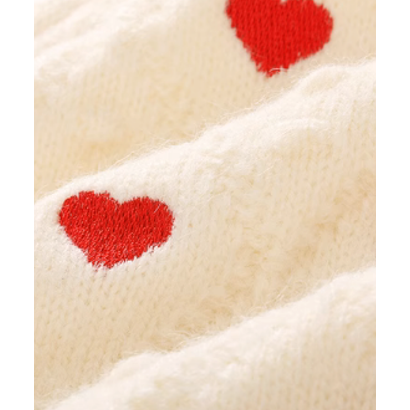 ラポミ プチ LA POMME petit Many Heart Rib Cardigan （Apricot）｜詳細画像
