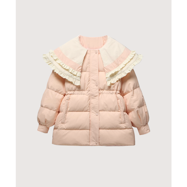 Big Frill Doll Collar Duck Down Coat （Pink）
