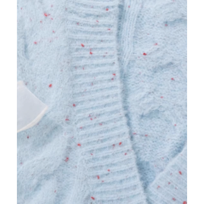 ラポミ プチ LA POMME petit Mesh Ribbon Jeresy Cardigan （Blue）｜詳細画像