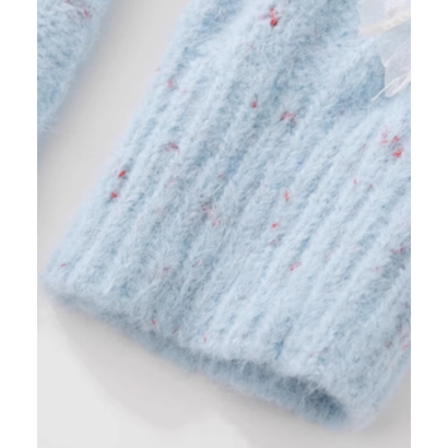 ラポミ プチ LA POMME petit Mesh Ribbon Jeresy Cardigan （Blue）｜詳細画像