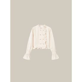 Front Button Frill Top （White）