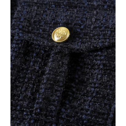 ラポミ プチ LA POMME petit Patchwork Tweed Down Jacket Set Up （Navy）｜詳細画像