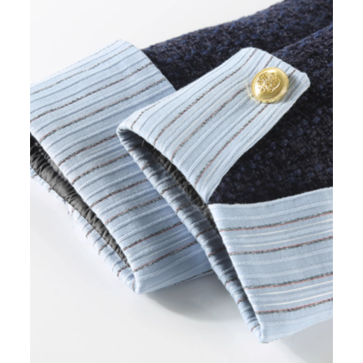 ラポミ プチ LA POMME petit Patchwork Tweed Down Jacket Set Up （Navy）｜詳細画像