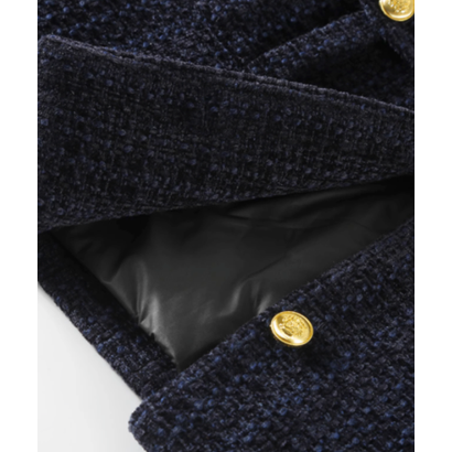 ラポミ プチ LA POMME petit Patchwork Tweed Down Jacket Set Up （Navy）｜詳細画像